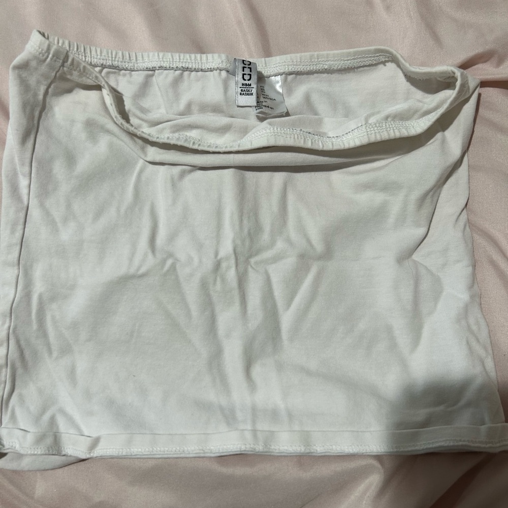 H&M White and Light Pink Tube Top